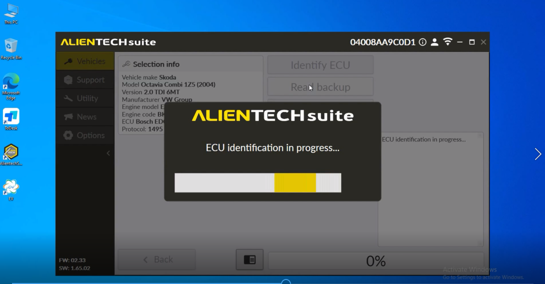 ECU identification in progress